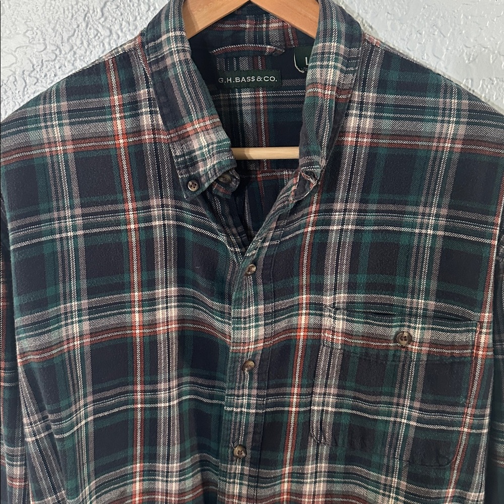 GH Bass & Co Shirt Mens XL Camping Plaid Flannel Long Sleeves‎ Button Down Brown